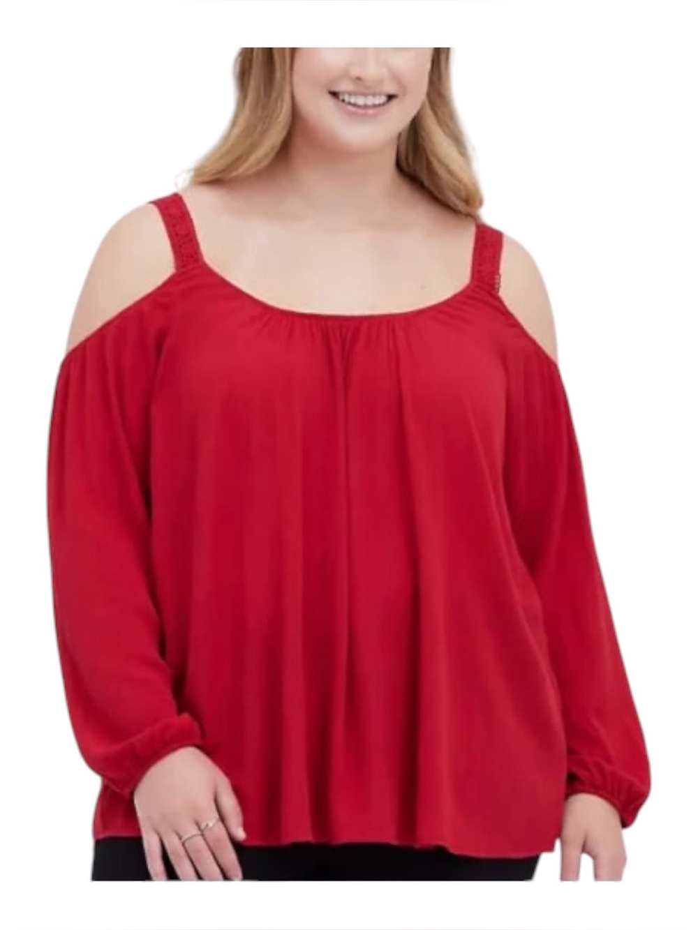 Torrid Size 2 2X 18-20 Red Cold Shoulder Top